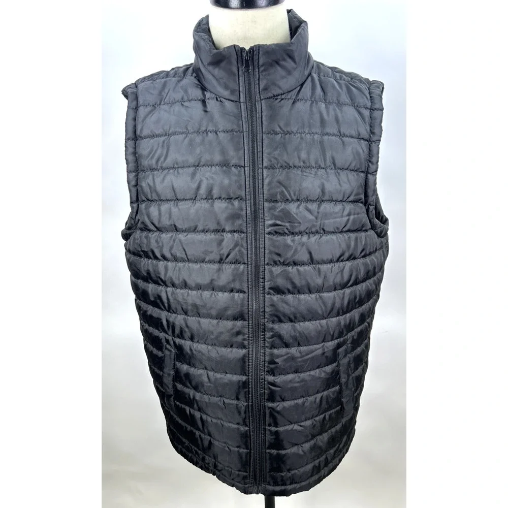 Mens Jackson Hole Puffer Quilted Vest Zipper Front Outerwear Pockets Black Large